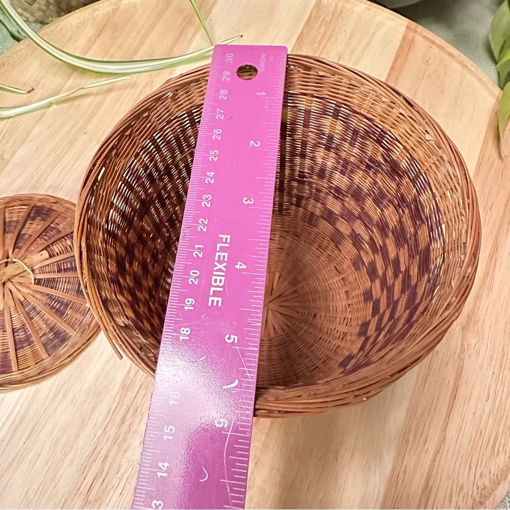 Vintage Pier 1 Imports Lidded Woven Basket – Rustic Boho Storage Decor
